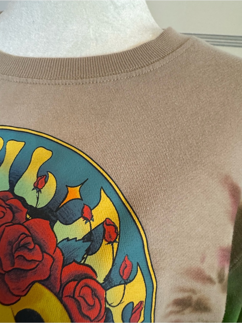 Grateful Dead Women’s Sweatshirt with Yellow Bear & Red Roses Tie-Dye - Picture 3 of 5